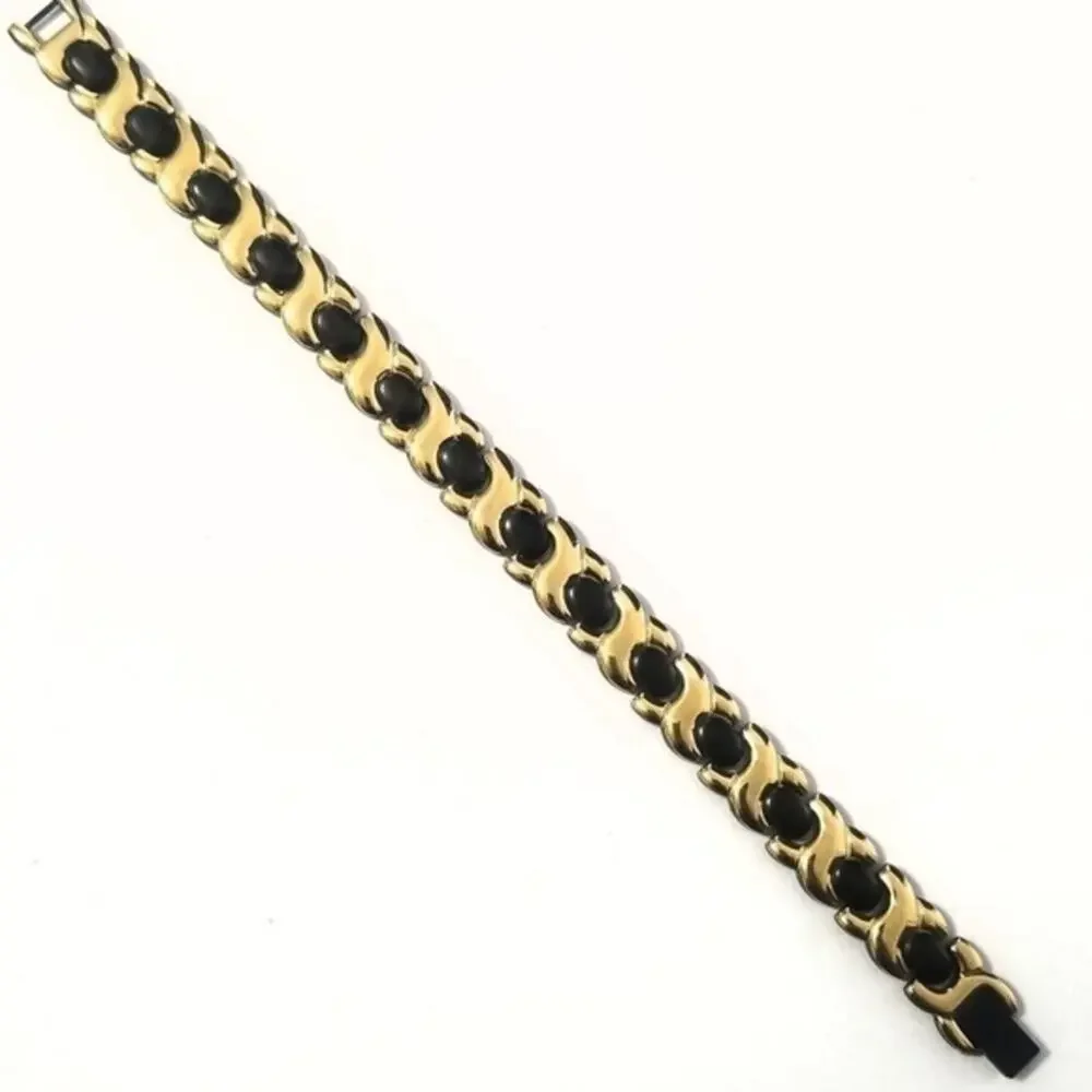 316L stainless steel‎ black gold tarnish resistant men women magnetic bracele…